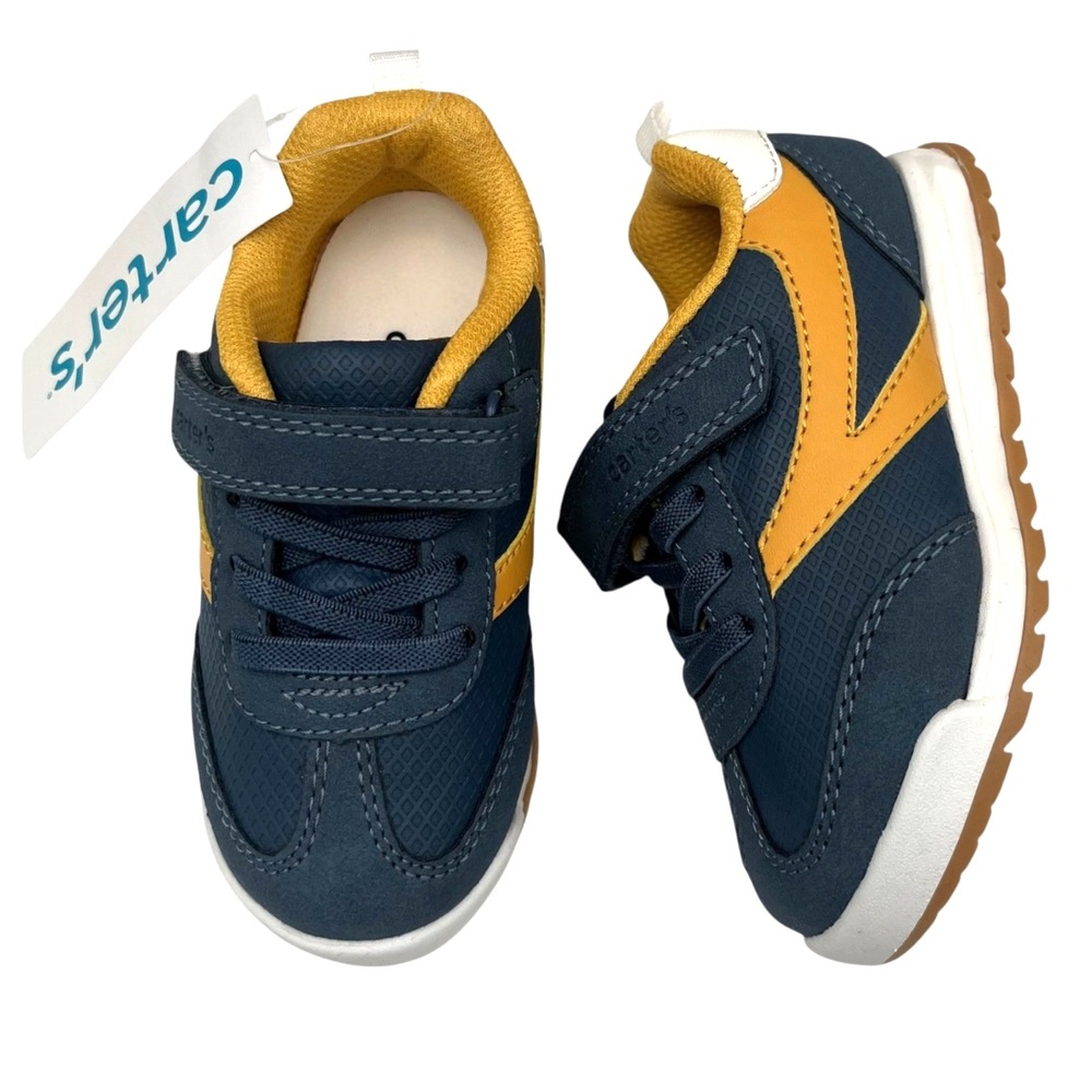 Carters Remi Toddler Boys Casual Slip-on Sneakers Size 7 Navy Mustard Gold Color